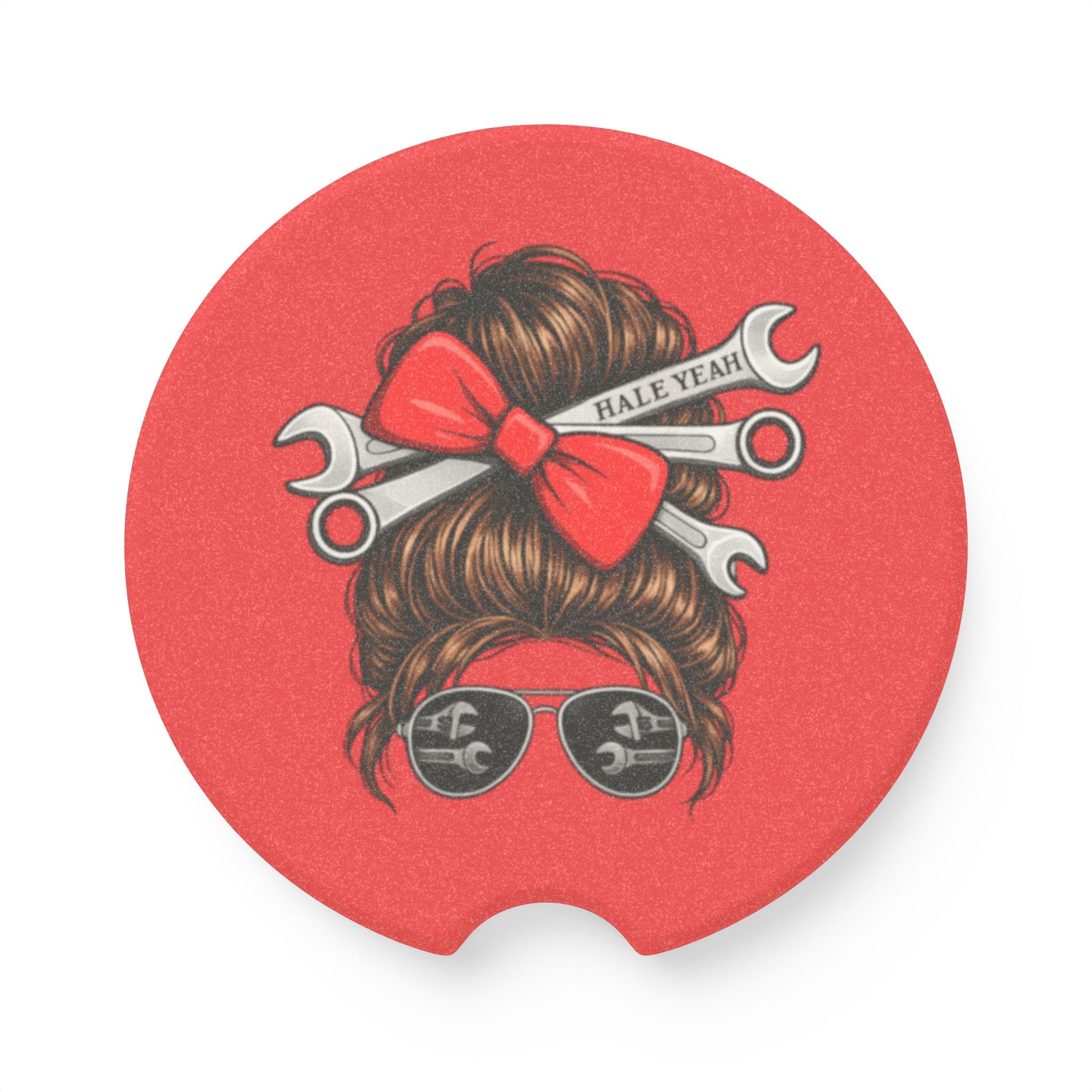 Messy Bun (Brunette) Soapstone Car Coaster