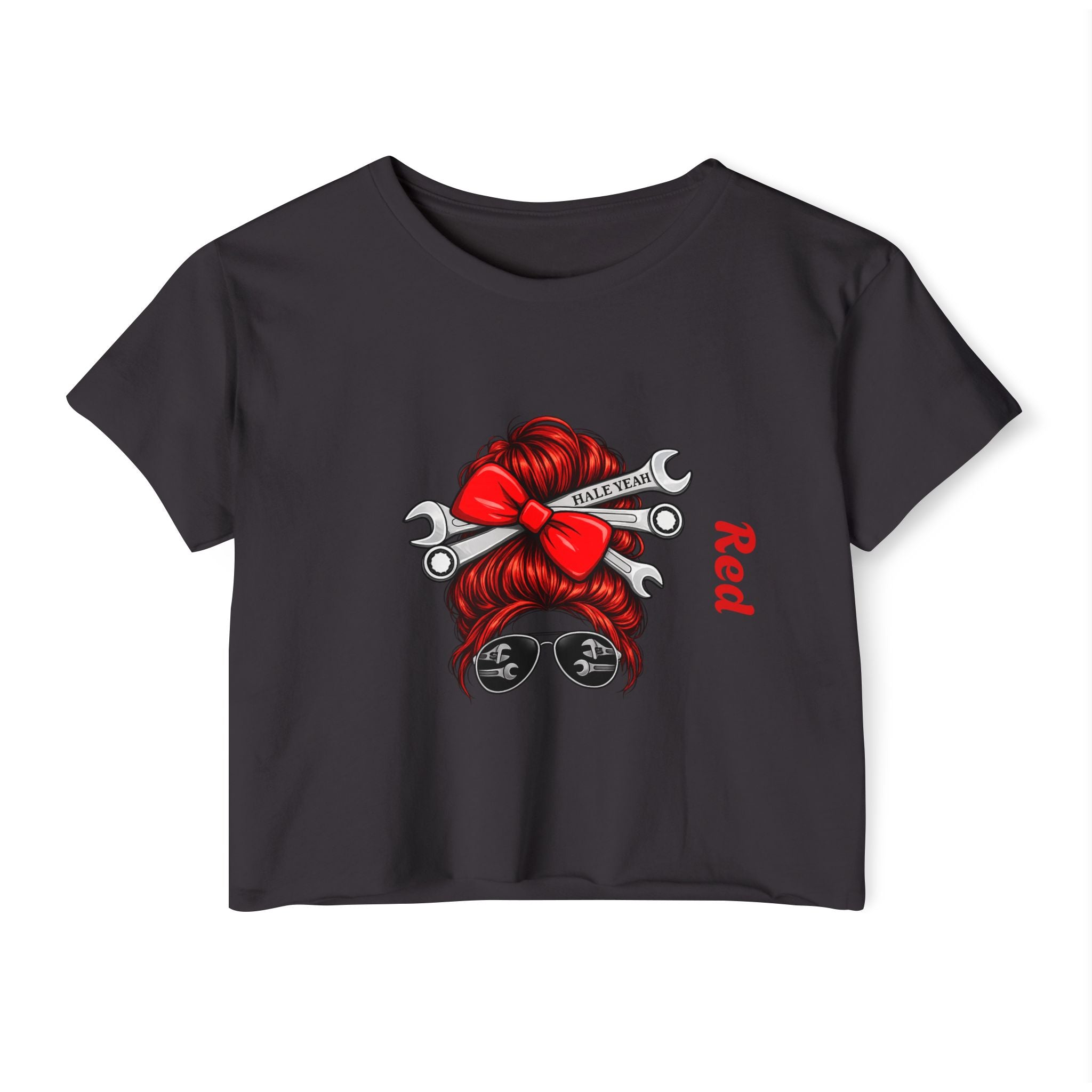 Messy Bun (Red) Crop Top