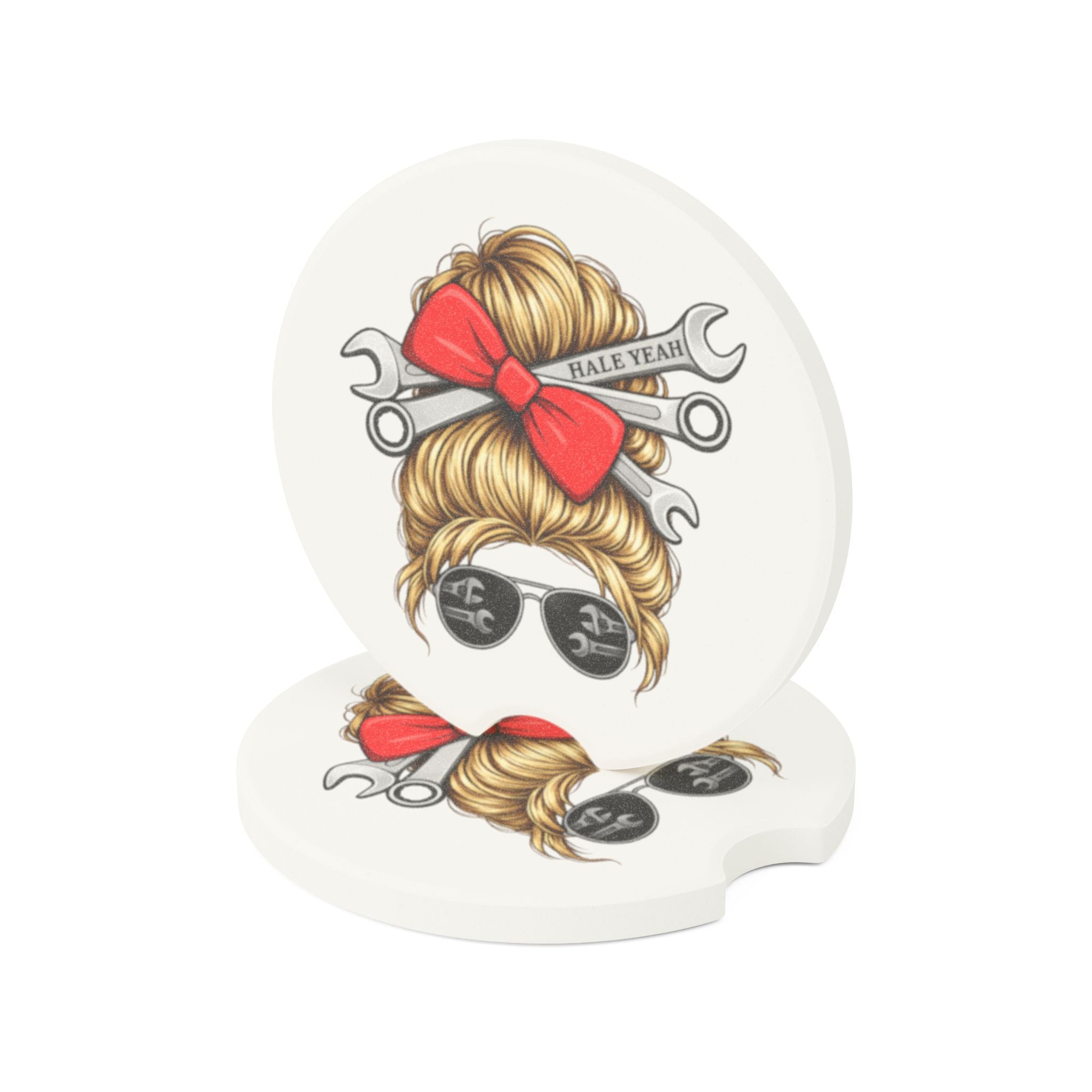 Messy Bun (Blondie) Soapstone Car Coaster