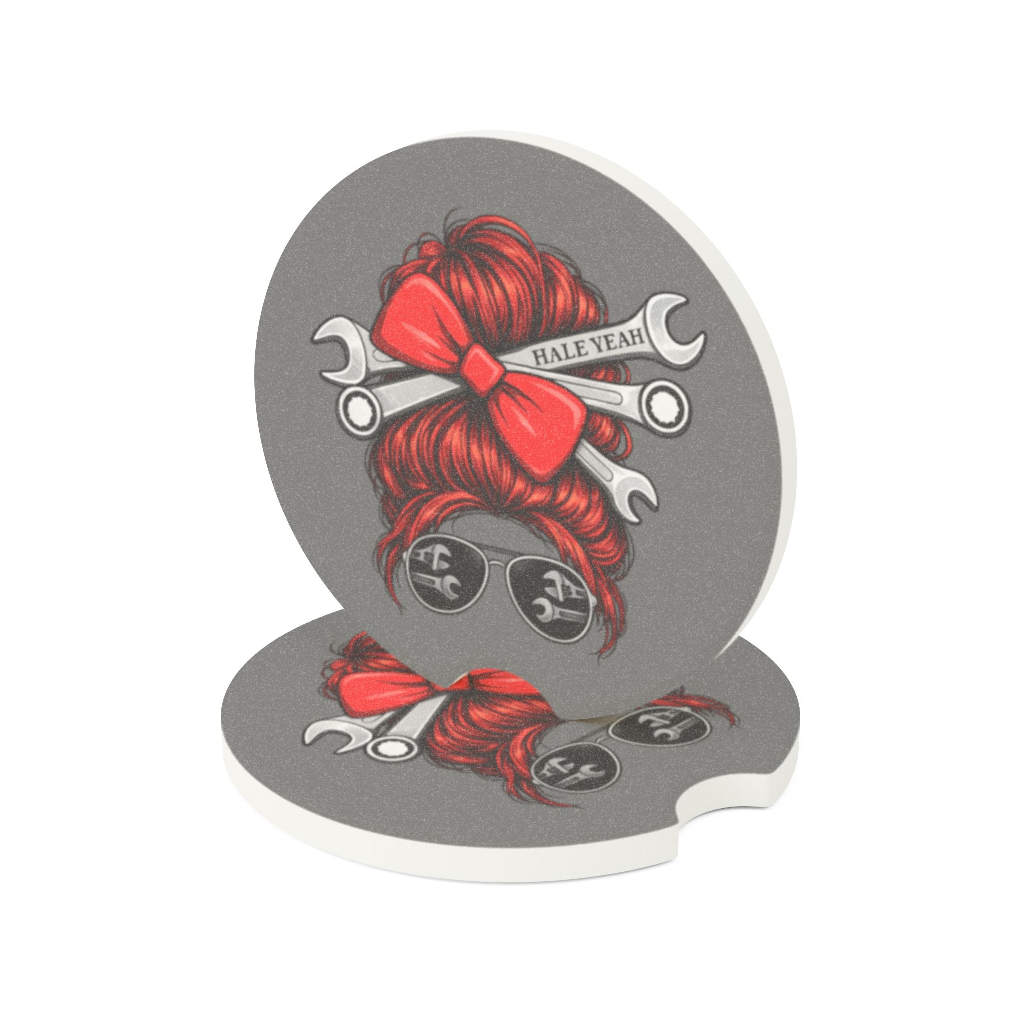 Messy Bun (Red) Soapstone Car Coaster