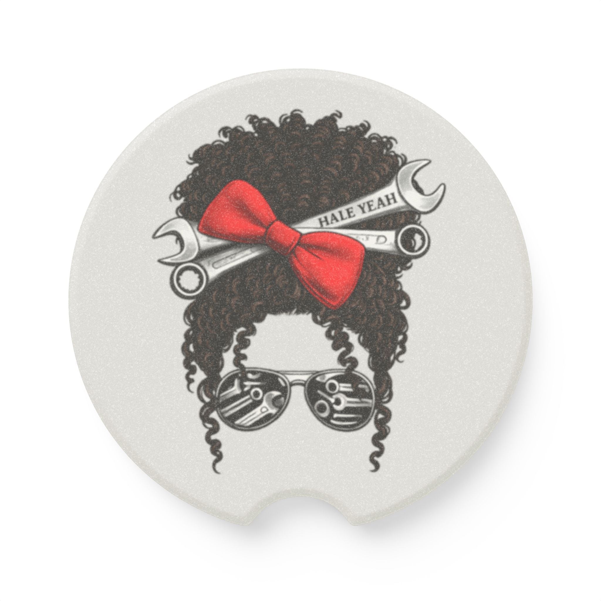 Messy Bun (Curly) Soapstone Car Coaster