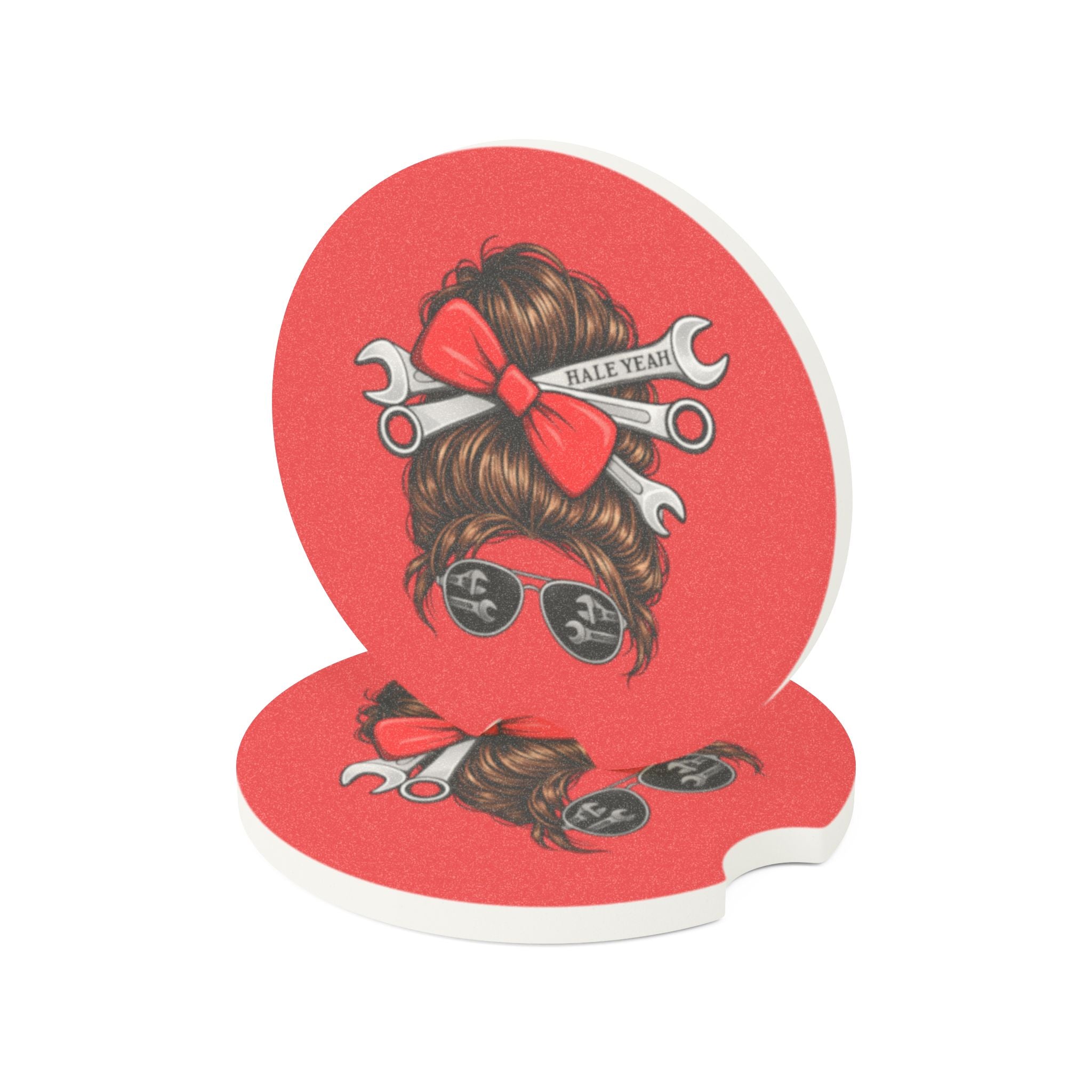Messy Bun (Brunette) Soapstone Car Coaster